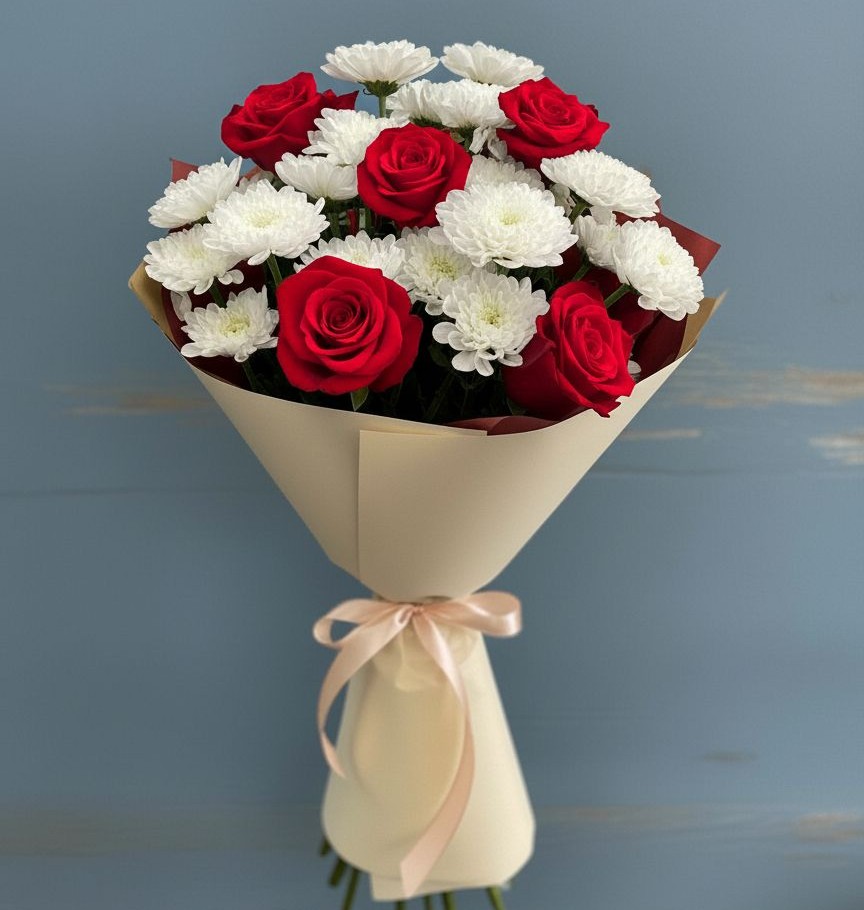 Букет цветов из: Розы и Хризантемы в Починке