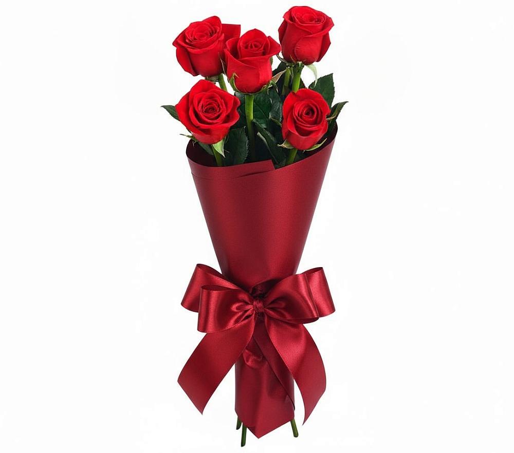 Букет 5 Красных роз Эдлесс Лав в Починке