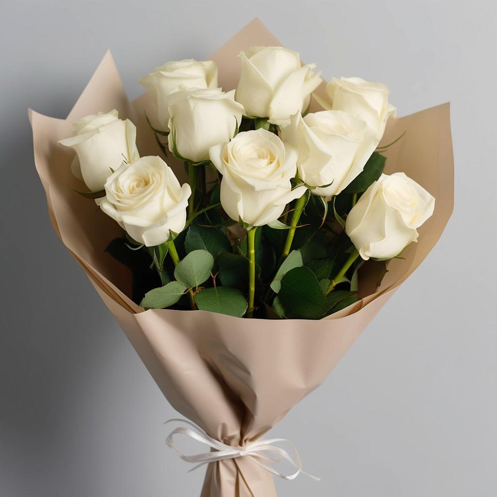 Букет 9 Белых роз Эдлесс Лав в Починке