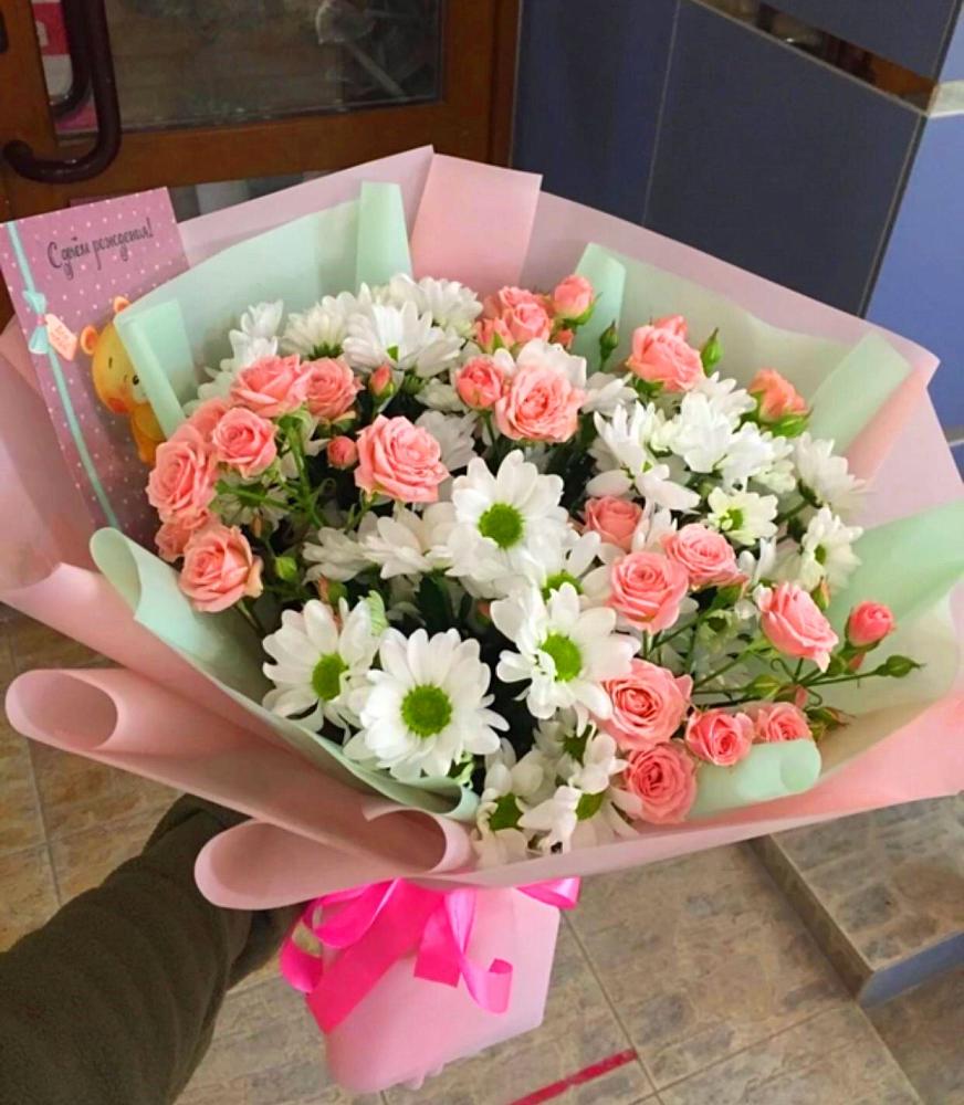 Букет цветов из: Розы и Хризантемы в Починке