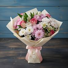 Букет цветов из:  Хризантемы, Альстромерии и Розы в Починке