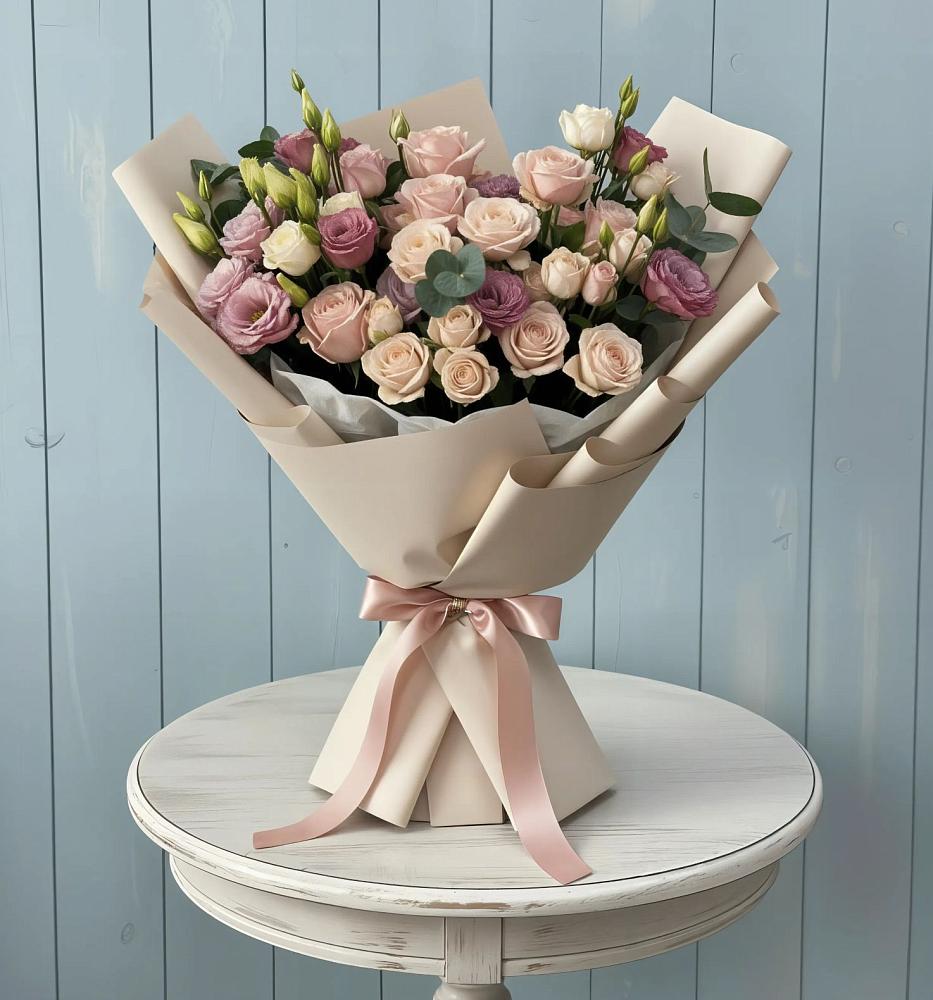 Букет цветов из: Розы и Лизиантусы в Починке