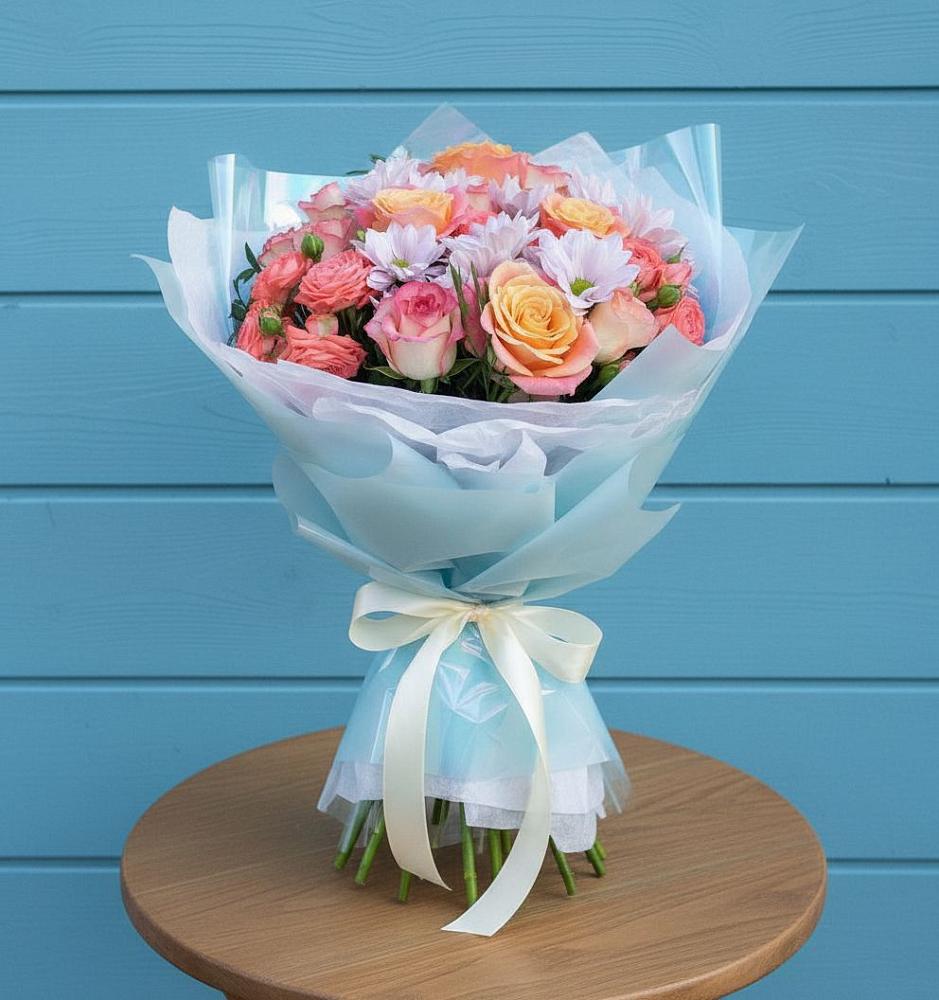 Букет цветов из: Хризантемы и Розы в Починке