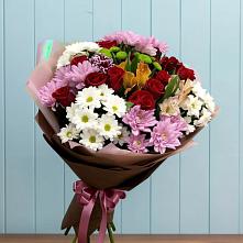 Букет цветов из:  Розы, Хризантемы и Альстромерии в Починке