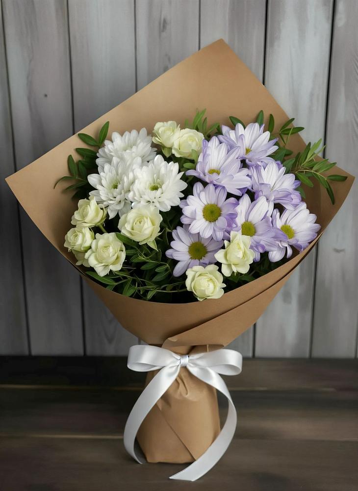 Букет цветов из: Хризантемы и Розы в Починке